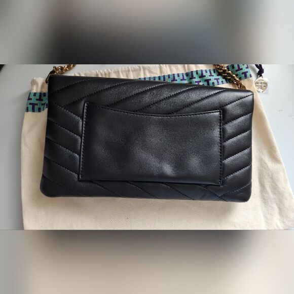 Tory Burch Kira Black Leather Shoulder Bag / Clutch - Picture 2 of 11